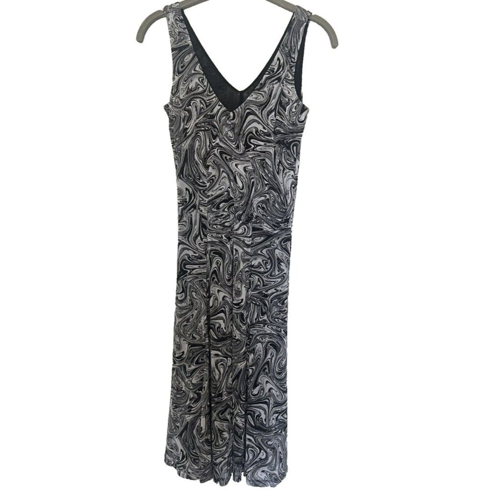 Michael Kors Women's Dress P/S‎ V-Neck Front Back White Black Lined Stretch